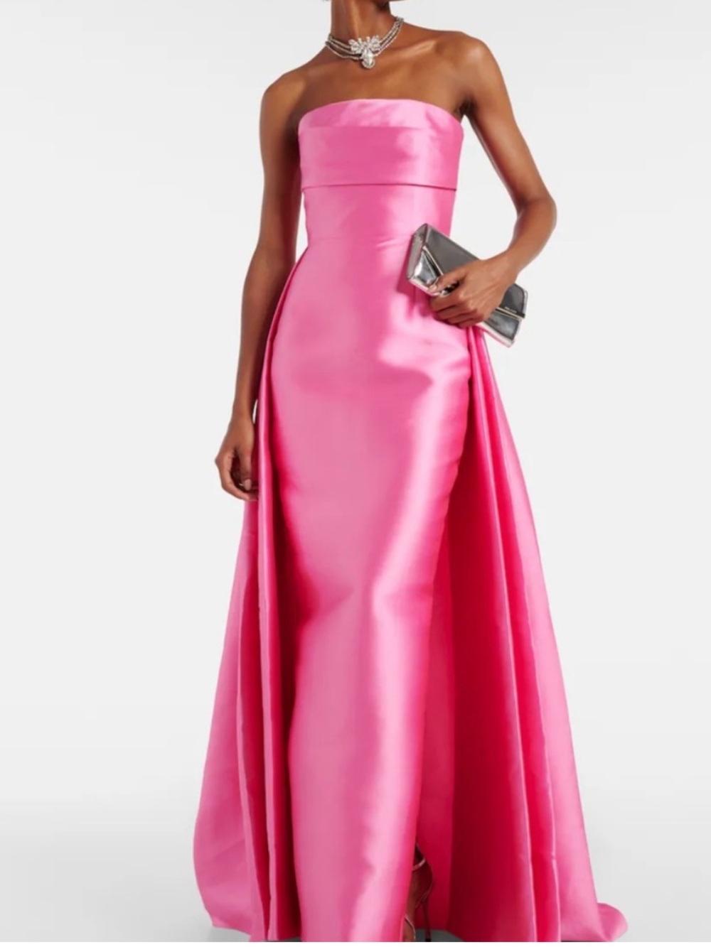 Solace London Strapless Satin Gown in Pink